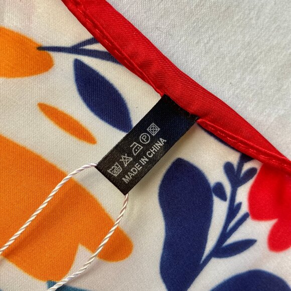 Floral Flower Scarf Wrap Multicolor Square Summer 27" X 27" Red Blue Yellow Pink - Picture 12 of 14